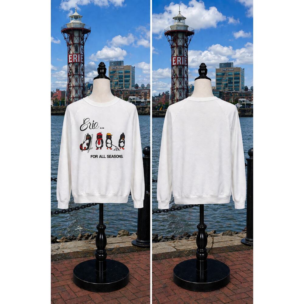 Vintage Erie PA Penguins Sweatshirt Screen Stars USA XL Graphic